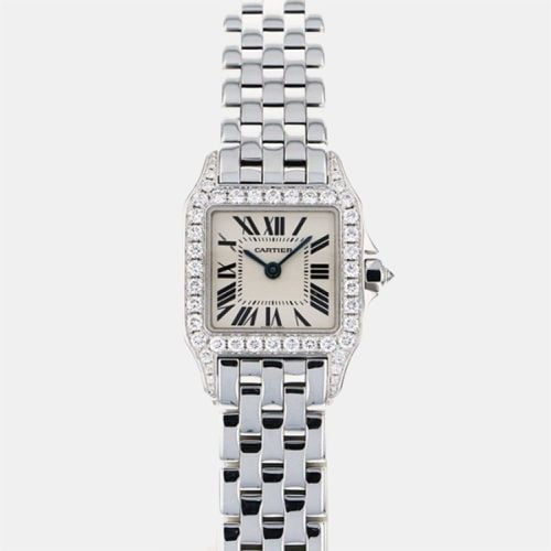 Cartier Silver Diamond 18k White Gold Santos Demoiselle WF9003Y8 Quartz Women's Wristwatch 21 mm - Cartier - Modalova