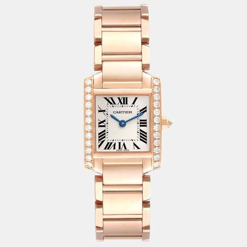 Cartier Silver Diamonds 18K Rose Gold Tank Francaise WJTA0022 Women's Wristwatch 25 mm - Cartier - Modalova