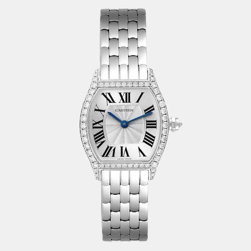 Cartier Silver Diamond 18k White Gold Tortue WA501011 Manual Winding Women's Wristwatch 24 mm - Cartier - Modalova