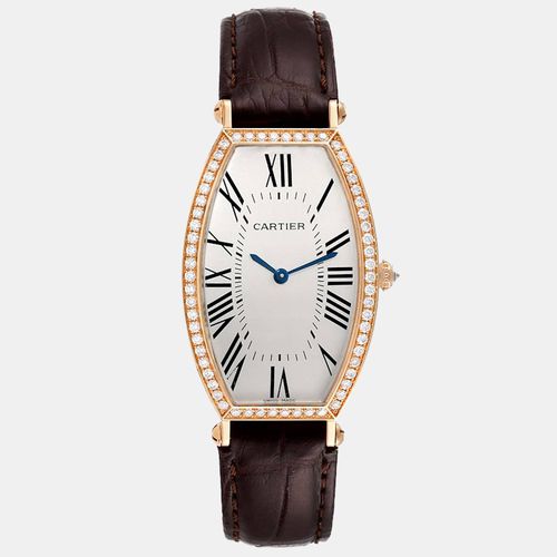 Cartier Silver Diamond 18k Rose Gold Tonneau 2849 Manual Winding Women's Wristwatch 26 mm - Cartier - Modalova