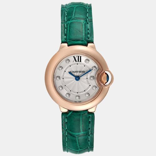 Cartier Silver Diamond 18k Rose Gold Ballon Bleu WE902050 Quartz Women's Wristwatch 28 mm - Cartier - Modalova