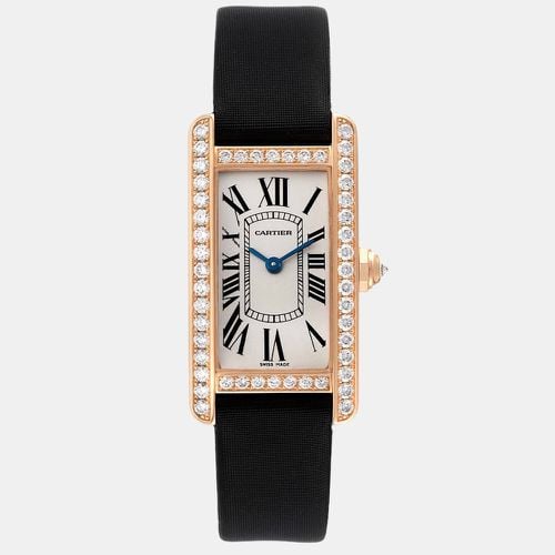 Diamond 18k Rose Gold Tank Americaine WJTA0002 Quartz Women's Wristwatch 19 mm - Cartier - Modalova