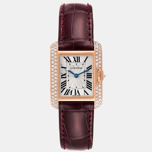 Cartier Silver 18k Rose Gold Tank Anglaise WT100013 Quartz Women's Wristwatch 23 mm - Cartier - Modalova