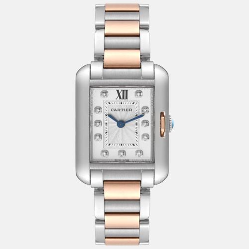 Cartier Tank Anglaise Small Steel Rose Gold Diamond Dial Ladies Watch 22.7 mm - Cartier - Modalova