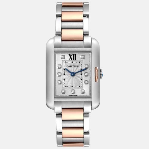 Cartier Tank Anglaise Small Steel Rose Gold Diamond Dial Ladies Watch 22 mm - Cartier - Modalova