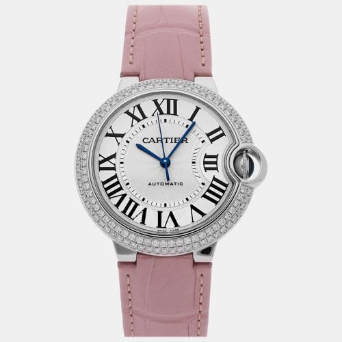 Cartier Silver 18k White Gold Diamond Ballon Bleu WE900651 Automatic Women's Wristwatch 36 mm - Cartier - Modalova