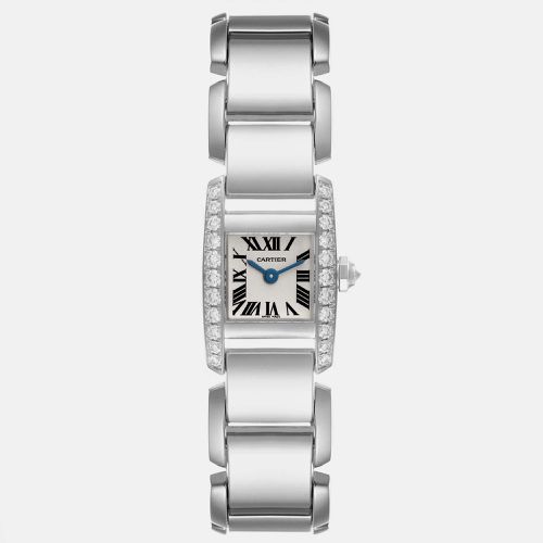 Cartier Tankissime Silver Dial White Gold Diamond Ladies Watch WE70069H 16 mm - Cartier - Modalova