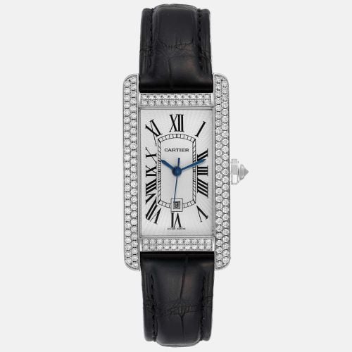 Cartier Tank Americaine White Gold Diamond Ladies Watch 2490 22.0 mm x 41.0 mm - Cartier - Modalova