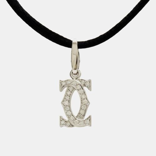 Cartier 18K White Gold And Diamonds Double C de Cartier Charm Necklace - Cartier - Modalova