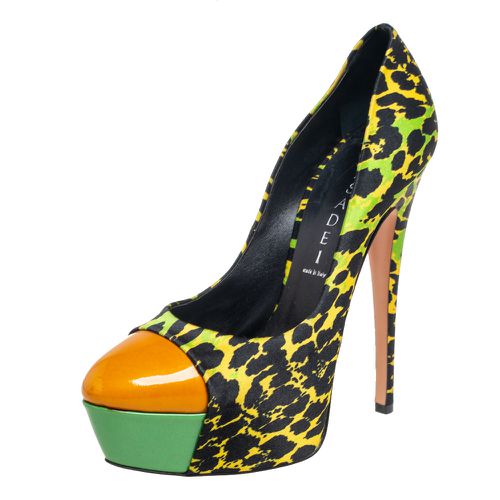 Casadei Multicolor Satin And Patent Leather Cap Toe Platform Pumps Size 37.5 - Casadei - Modalova