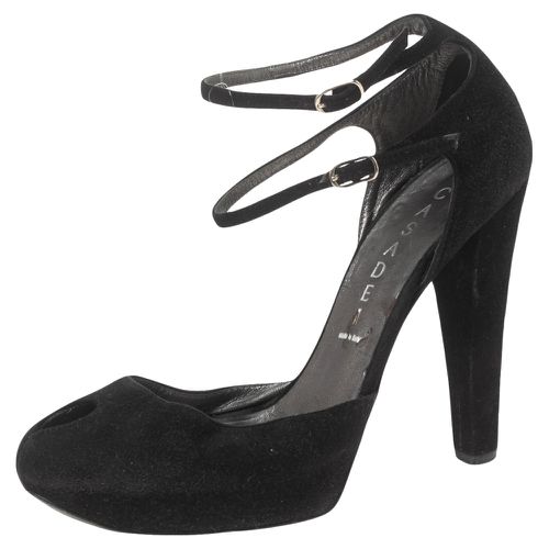 Casadei Black Suede Peep-Toe Ankle Strap Platform Sandals Size 35 - Casadei - Modalova