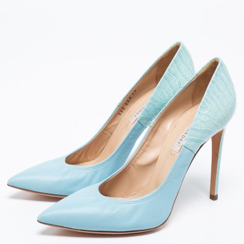 Croc Embossed Patent And Leather Pointed Toe Pumps Size 39 - Casadei - Modalova