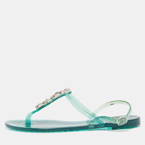 Casadei Green Rubber Slingback Flat Sandals Size 37 - Casadei - Modalova