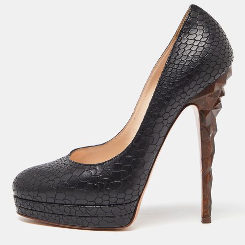 Casadei Black Python Embossed Leather Platform Pumps Size 36.5 - Casadei - Modalova