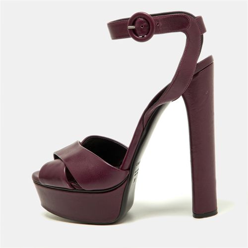 Casadei Purple Leather Platform Ankle Strap Block Heel Sandals Size 39 - Casadei - Modalova