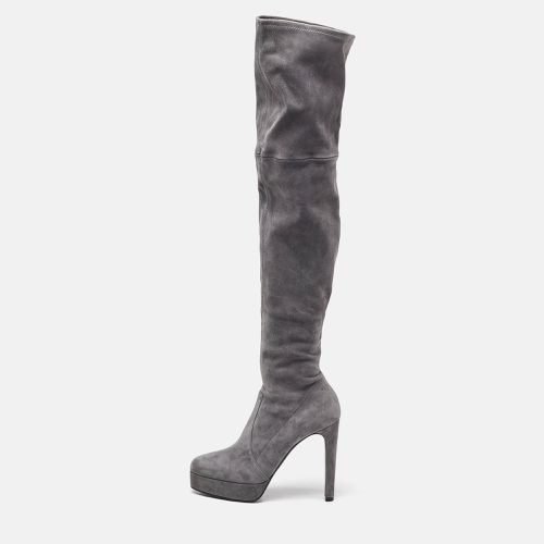 Casadei Grey Suede Over The Knee Length Boots Size 40 - Casadei - Modalova