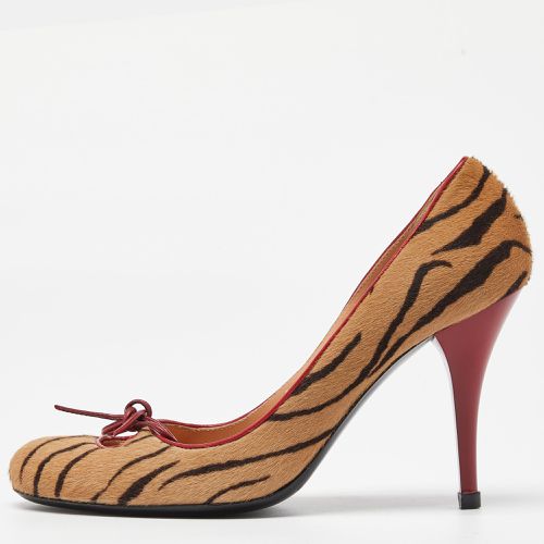 Casadei Brown/Red Zebra Print Calfhair Pointed Toe Pumps Size 34 - Casadei - Modalova