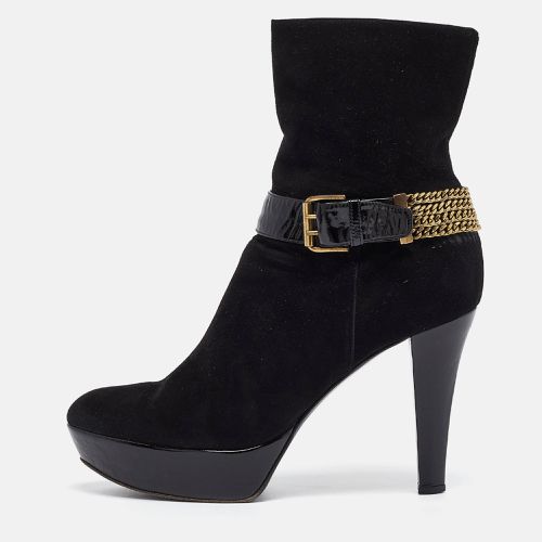 Casadei Black Suede Buckle Chain Embellished Platform Ankle Boots Size 38 - Casadei - Modalova