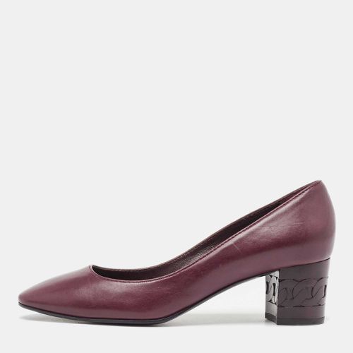 Casadei Burgundy Leather Block Heel Pumps Size 37 - Casadei - Modalova