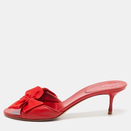 Casadei Red Leather and Fabric Bow Slide Sandals Size 39 - Casadei - Modalova