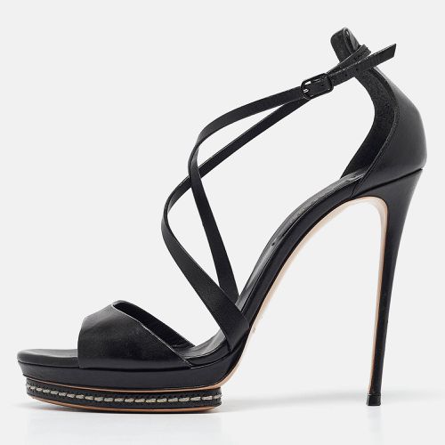 Casadei Black Leather Cross Strap Platform Sandals Size 40 - Casadei - Modalova