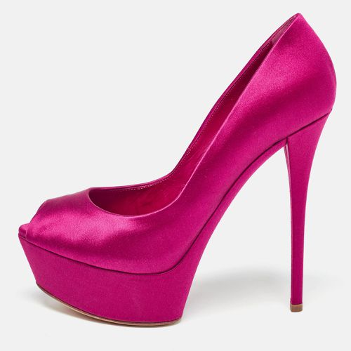 Casadei Pink Satin Peep Toe Platform Pumps Size 36 - Casadei - Modalova