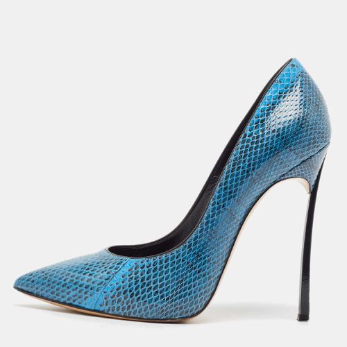 Casadei Blue/Black Python Leather Pointed Pumps Size 37 - Casadei - Modalova