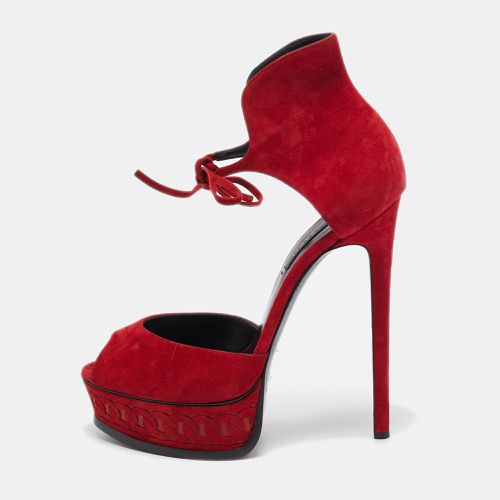 Casadei Red Suede Ankle Strap Sandals Size 40 - Casadei - Modalova