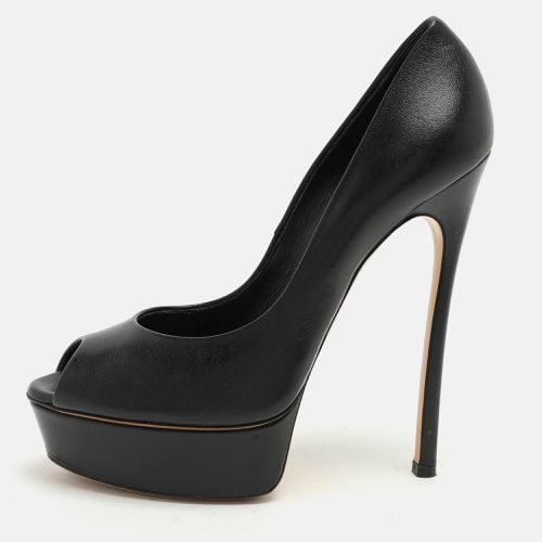 Casadei Black Leather Peep Toe Platform Pumps Size 39 - Casadei - Modalova