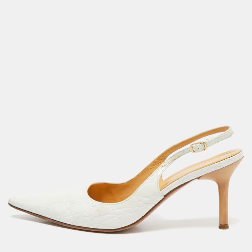 Casadei White Leather Pointed Toe Slingback Pumps Size 37.5 - Casadei - Modalova