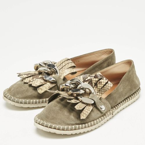Python Embossed Leather and Suede Chain Smoking Slippers Size 37 - Casadei - Modalova