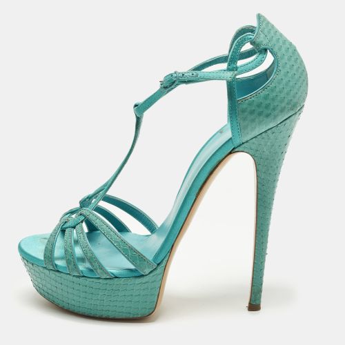 Size 39 Python Leather Platform Ankle Sandals - Casadei - Modalova