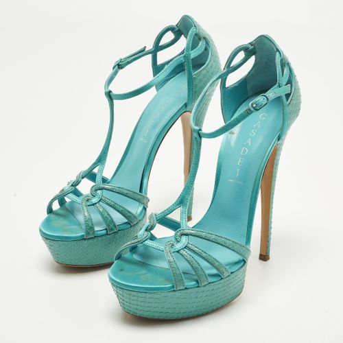 Size 39 Python Leather Platform Ankle Sandals - Casadei - Modalova
