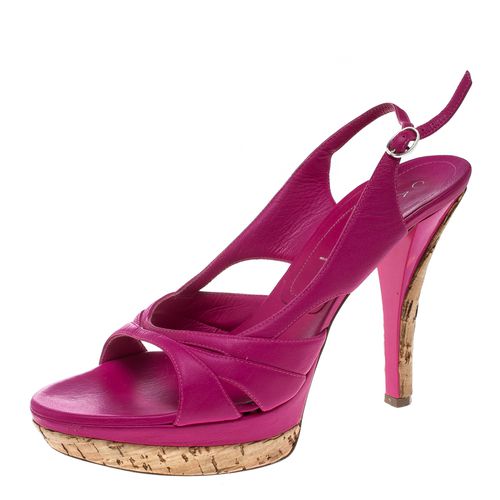 Casadei Pink Leather Slingback Platform Sandals Size 39 - Casadei - Modalova