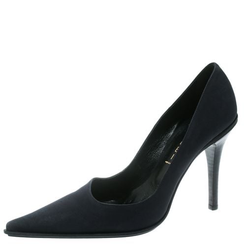 Casadei Navy Blue Satin Pointed Toe Pumps Size 38.5 - Casadei - Modalova