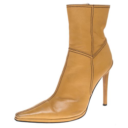 Casadei Tan Leather Pointed Toe Ankle Boots Size 37.5 - Casadei - Modalova