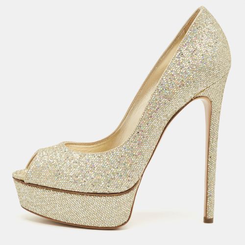 Casadei Gold Glitter Daisy Platform Pumps Size 40 - Casadei - Modalova