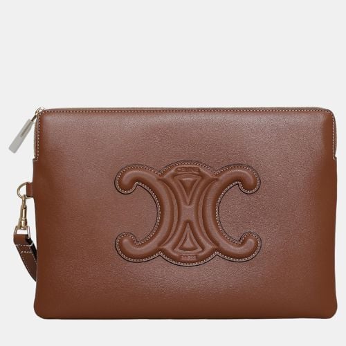 Celine Brown Leather Triomphe Clutch Bag - Celine - Modalova