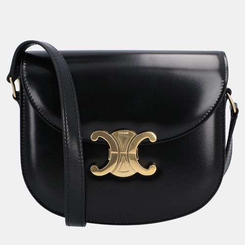 Celine Black Leather Besace Triomphe Shoulder Bag - Celine - Modalova