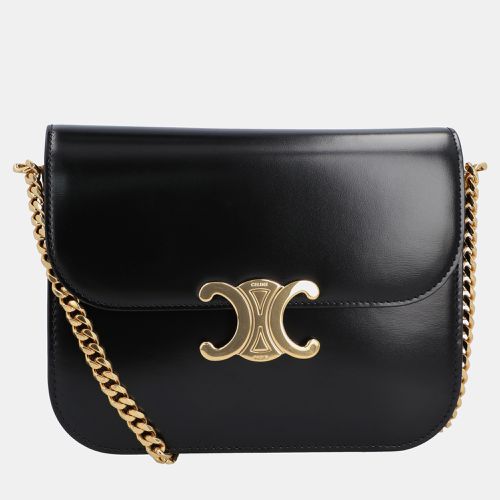 Celine Black Leather Triomphe Shoulder Bag - Celine - Modalova