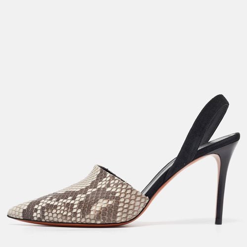 Celine Grey/Black Python Leather and Suede Slingback Pumps Size 38.5 - Celine - Modalova