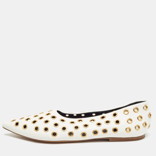 Celine Off-White Leather Eyelet Detail Ballet Flats Size 39.5 - Celine - Modalova