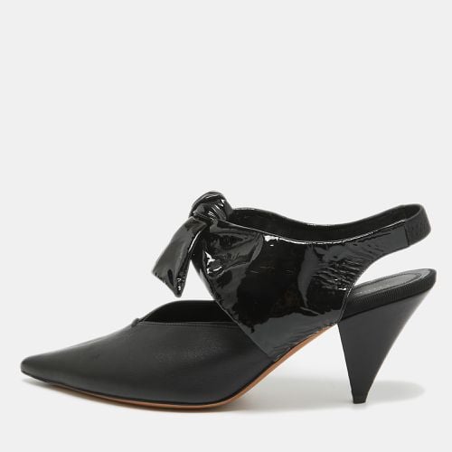 Celine Black Leather and Patent Bow Slingback Pumps Size 37.5 - Celine - Modalova