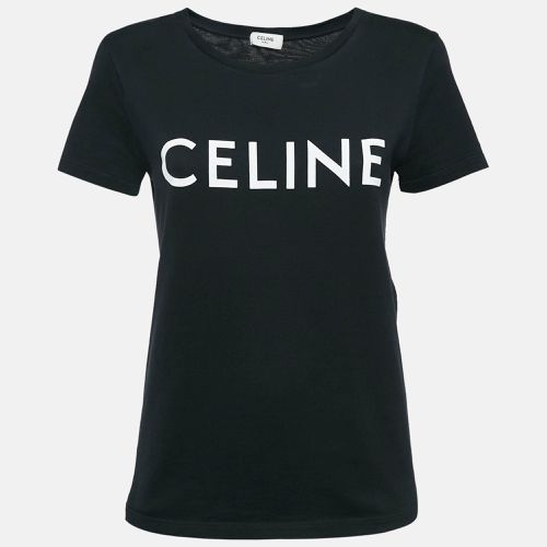 Celine Black Logo Print Cotton Crew Neck T-Shirt S - Celine - Modalova