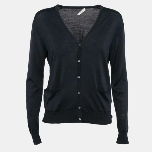 Celine Navy Blue Wool Blend Button Front Cardigan XS - Celine - Modalova