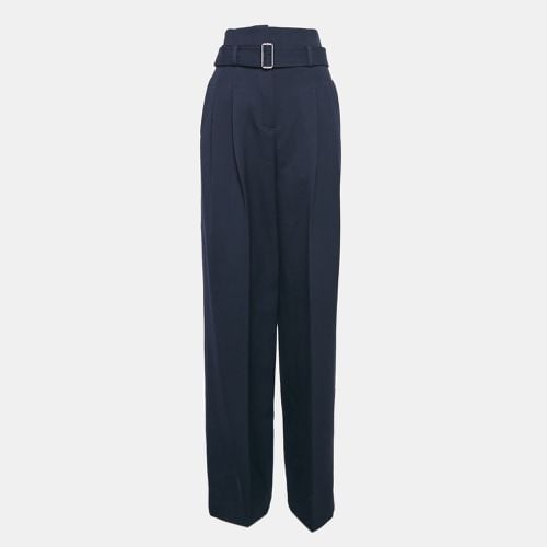 Celine Navy Blue Gabardine Belted High-Rise Pants S - Celine - Modalova