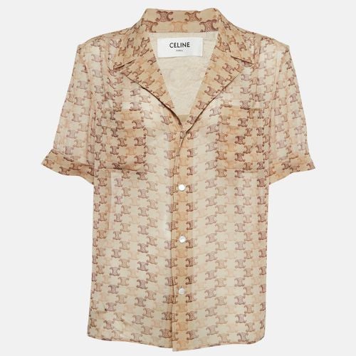 Celine Brown Monogram Print Silk Shirt M - Celine - Modalova