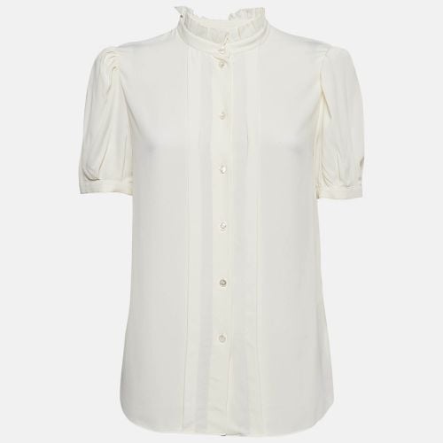 Celine Off-White Silk Blend Ruffled Blouse M - Celine - Modalova