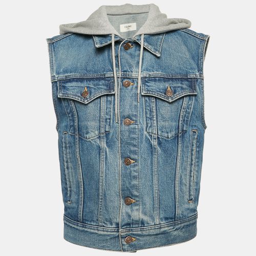 Celine Blue Logo Print Denim Hooded Sleeveless Jacket XS - Celine - Modalova