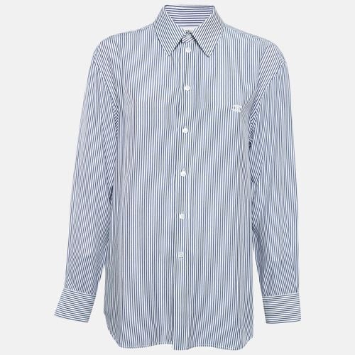 Celine Blue Striped Modal Front Button Shirt M - Celine - Modalova